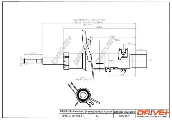 Stoßdämpfer Vorderachse rechts Dr!ve+ DP1610.10.0214 Bild Stoßdämpfer Vorderachse rechts Dr!ve+ DP1610.10.0214