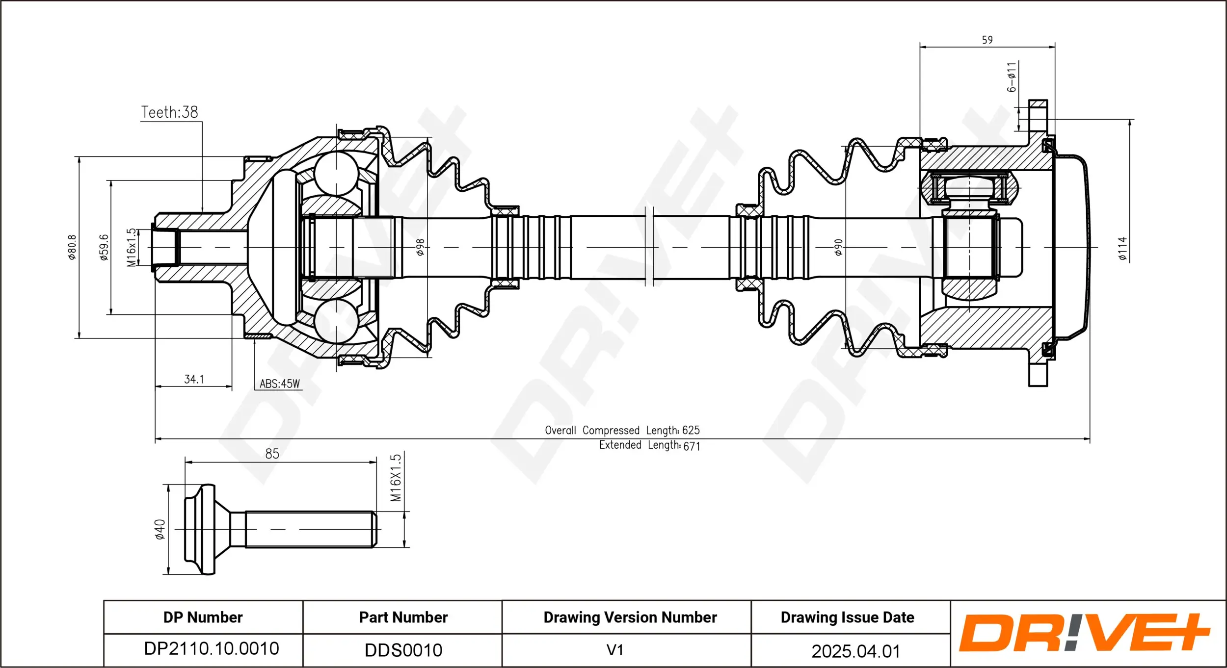 Antriebswelle Dr!ve+ DP2110.10.0010