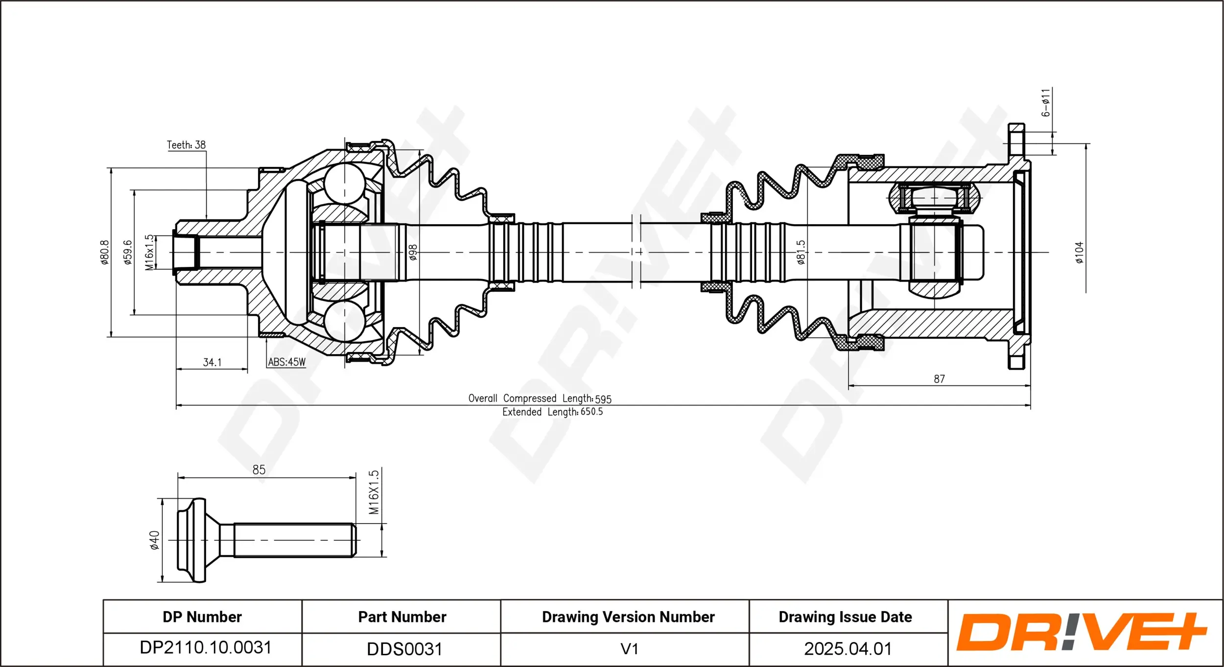 Antriebswelle Dr!ve+ DP2110.10.0031