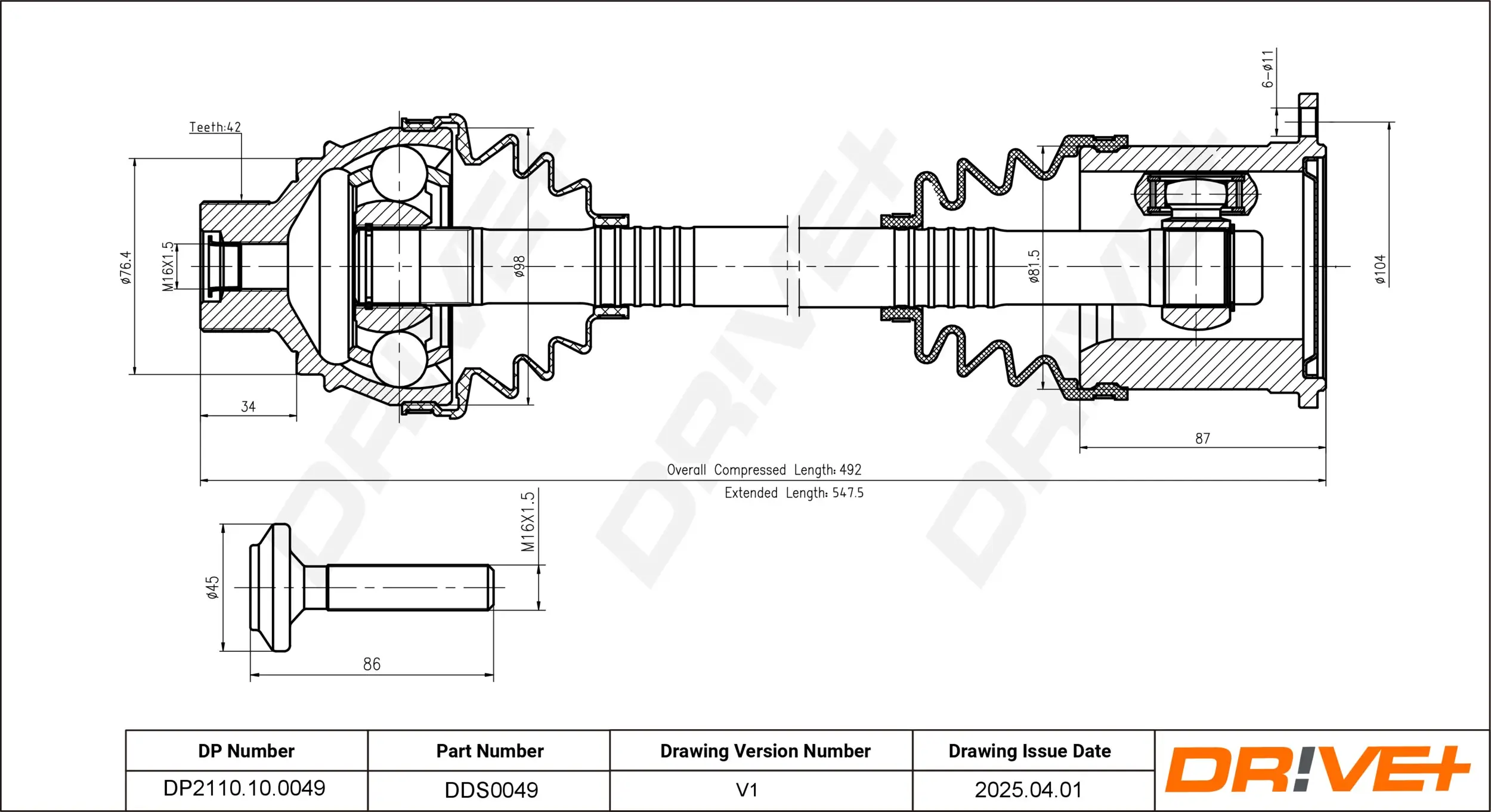 Antriebswelle Dr!ve+ DP2110.10.0049