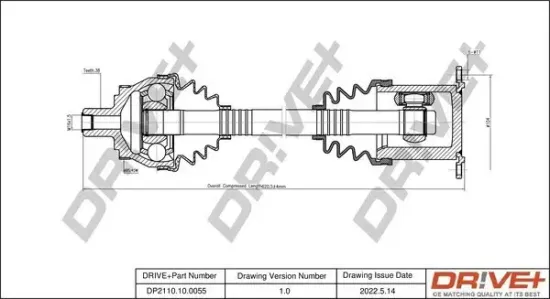 Antriebswelle Vorderachse rechts Dr!ve+ DP2110.10.0055 Bild Antriebswelle Vorderachse rechts Dr!ve+ DP2110.10.0055