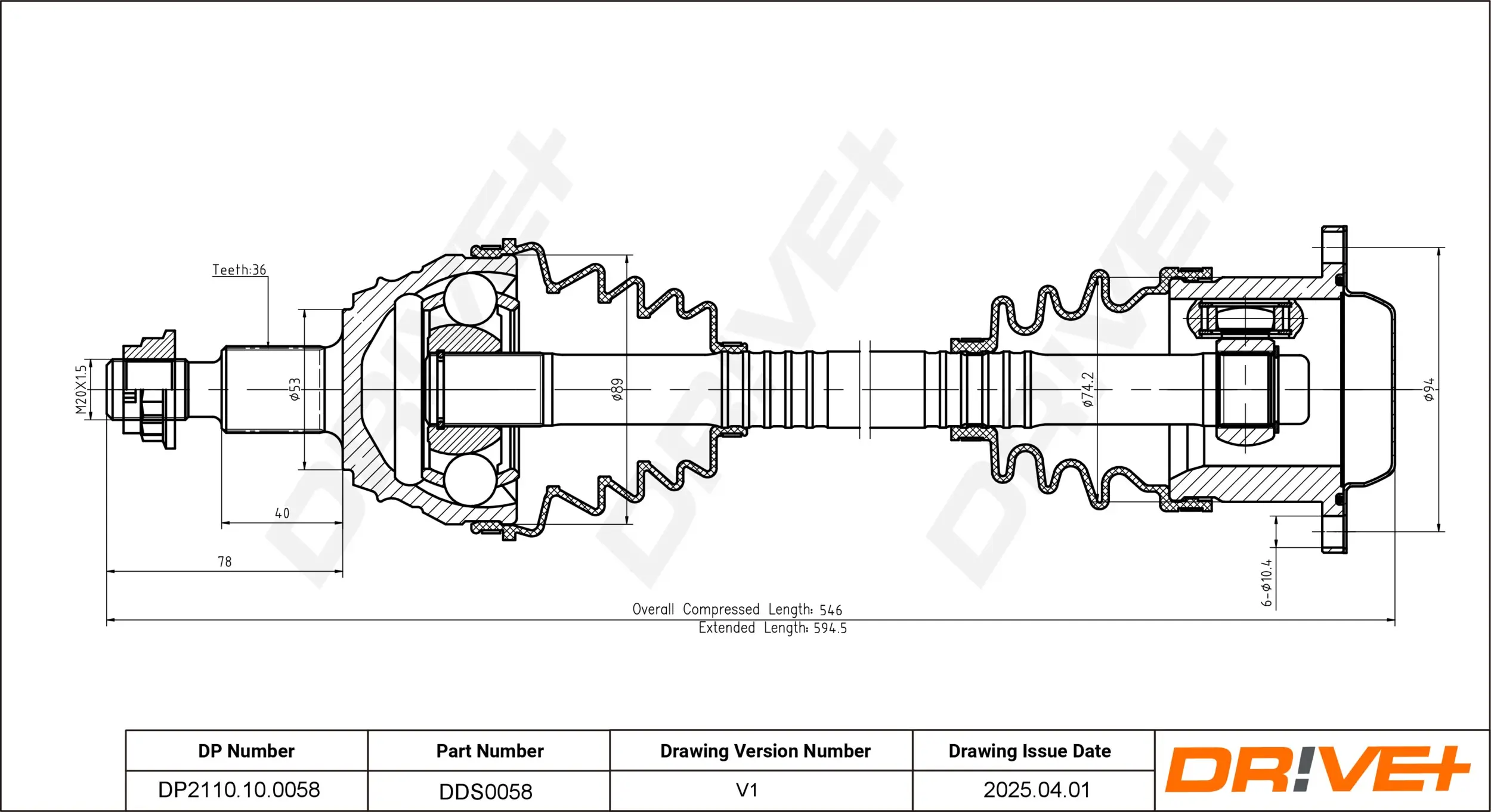 Antriebswelle Dr!ve+ DP2110.10.0058