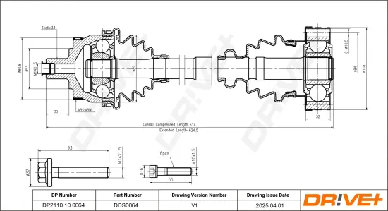 Antriebswelle Vorderachse links Dr!ve+ DP2110.10.0064 Bild Antriebswelle Vorderachse links Dr!ve+ DP2110.10.0064