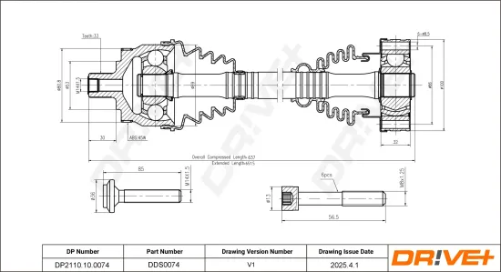 Antriebswelle Vorderachse rechts Dr!ve+ DP2110.10.0074 Bild Antriebswelle Vorderachse rechts Dr!ve+ DP2110.10.0074