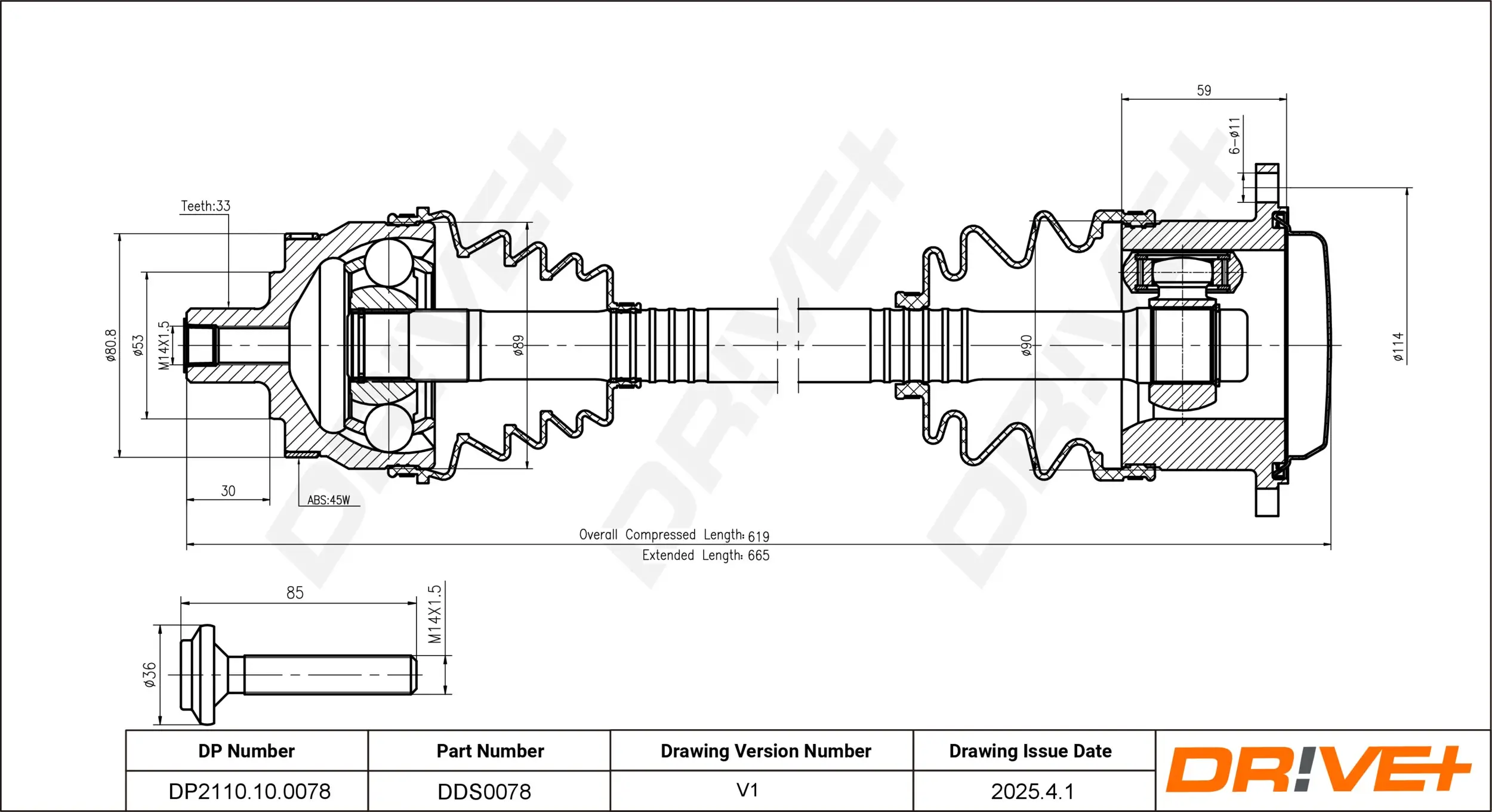 Antriebswelle Vorderachse rechts Dr!ve+ DP2110.10.0078