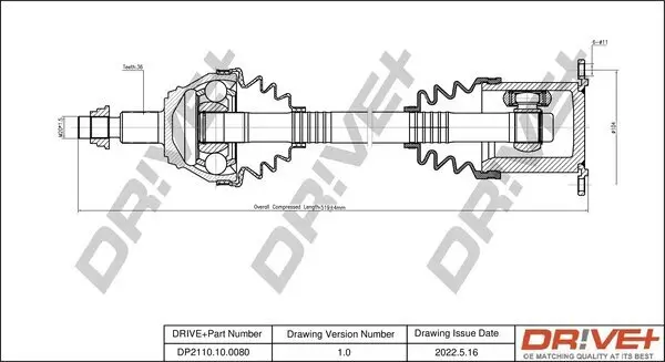 Antriebswelle Vorderachse links Dr!ve+ DP2110.10.0080