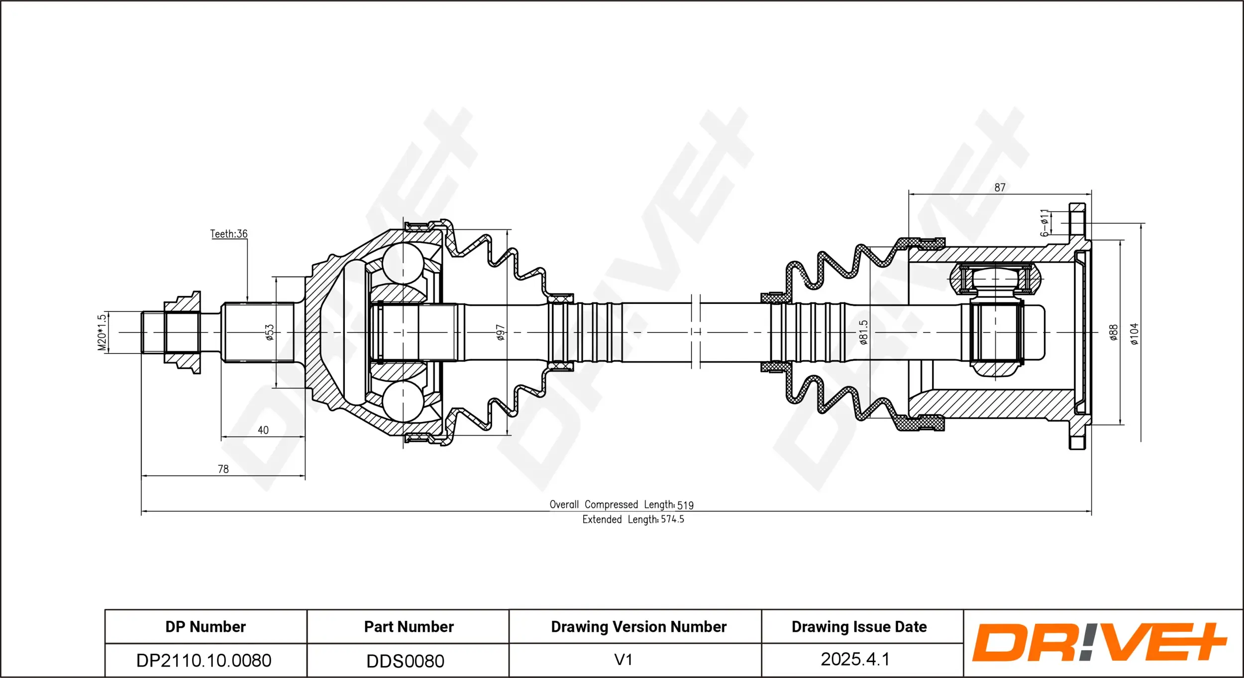 Antriebswelle Vorderachse links Dr!ve+ DP2110.10.0080