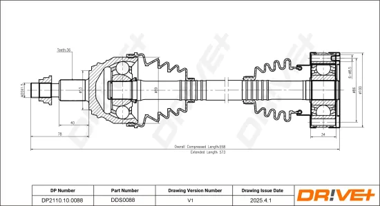 Antriebswelle Vorderachse links Dr!ve+ DP2110.10.0088 Bild Antriebswelle Vorderachse links Dr!ve+ DP2110.10.0088