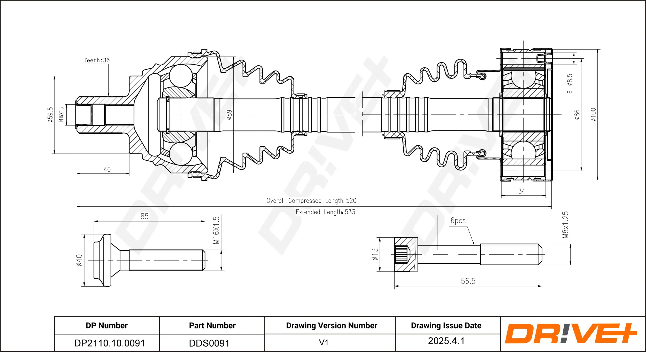 Antriebswelle Dr!ve+ DP2110.10.0091