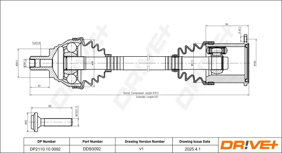 Antriebswelle Dr!ve+ DP2110.10.0092 Bild Antriebswelle Dr!ve+ DP2110.10.0092