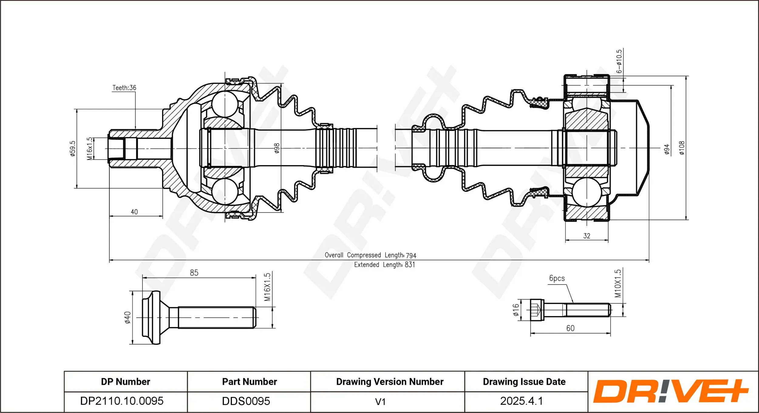 Antriebswelle Dr!ve+ DP2110.10.0095