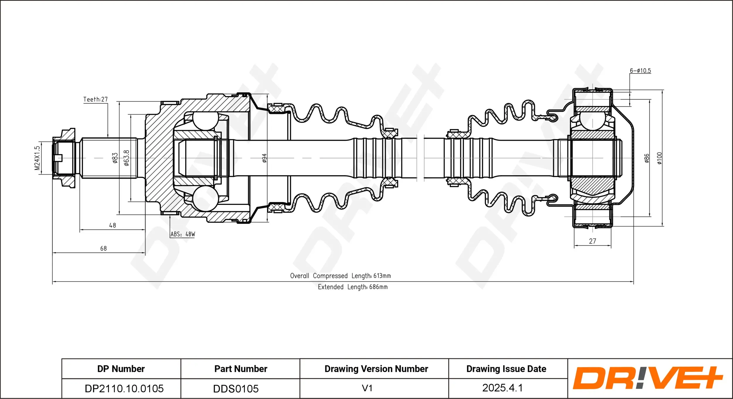 Antriebswelle Hinterachse links Dr!ve+ DP2110.10.0105