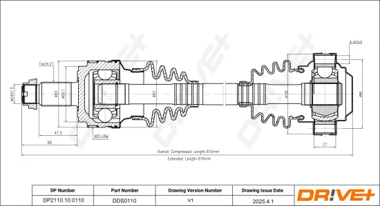 Antriebswelle Hinterachse links Dr!ve+ DP2110.10.0110 Bild Antriebswelle Hinterachse links Dr!ve+ DP2110.10.0110