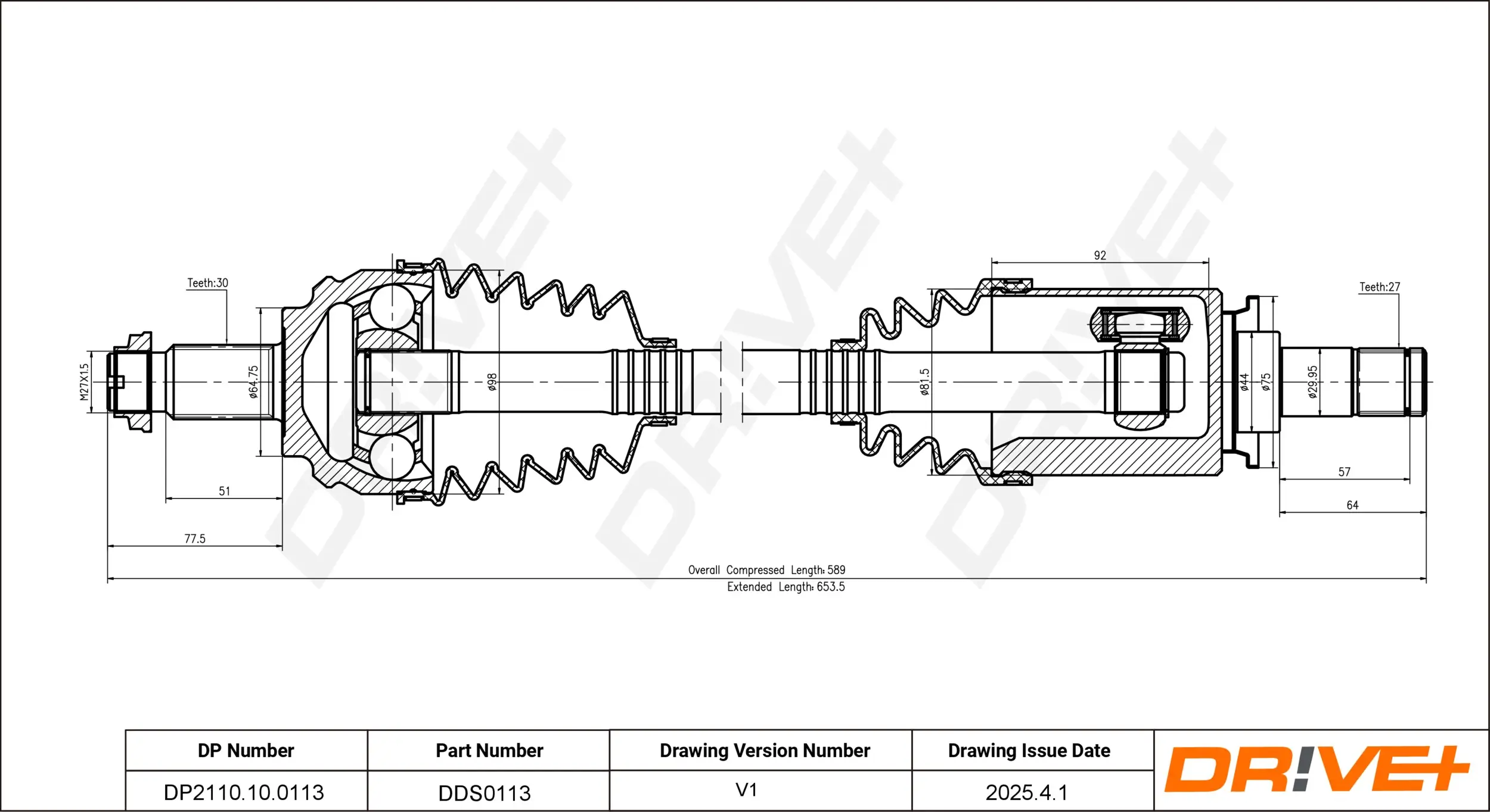 Antriebswelle Vorderachse links Dr!ve+ DP2110.10.0113