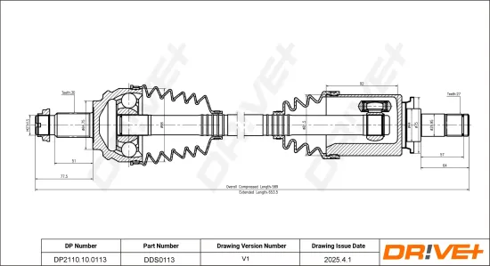 Antriebswelle Vorderachse links Dr!ve+ DP2110.10.0113 Bild Antriebswelle Vorderachse links Dr!ve+ DP2110.10.0113