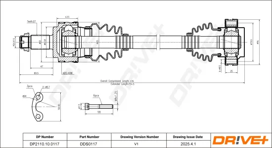 Antriebswelle Hinterachse rechts Dr!ve+ DP2110.10.0117 Bild Antriebswelle Hinterachse rechts Dr!ve+ DP2110.10.0117