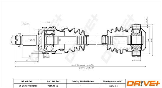 Antriebswelle Hinterachse rechts Dr!ve+ DP2110.10.0118 Bild Antriebswelle Hinterachse rechts Dr!ve+ DP2110.10.0118