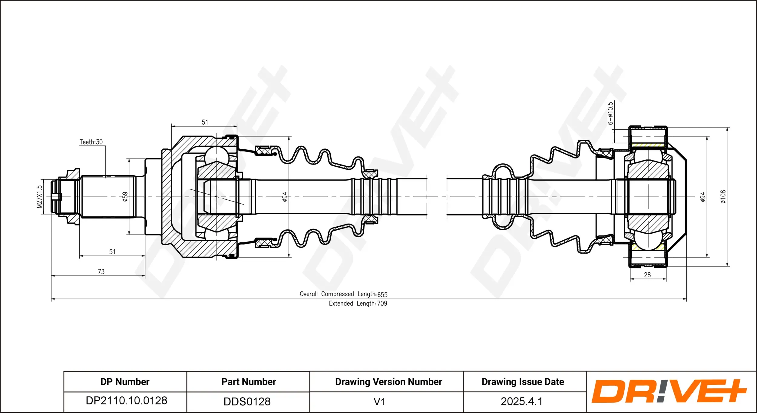 Antriebswelle Hinterachse rechts Dr!ve+ DP2110.10.0128