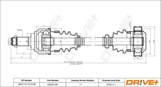 Antriebswelle Hinterachse rechts Dr!ve+ DP2110.10.0128 Bild Antriebswelle Hinterachse rechts Dr!ve+ DP2110.10.0128
