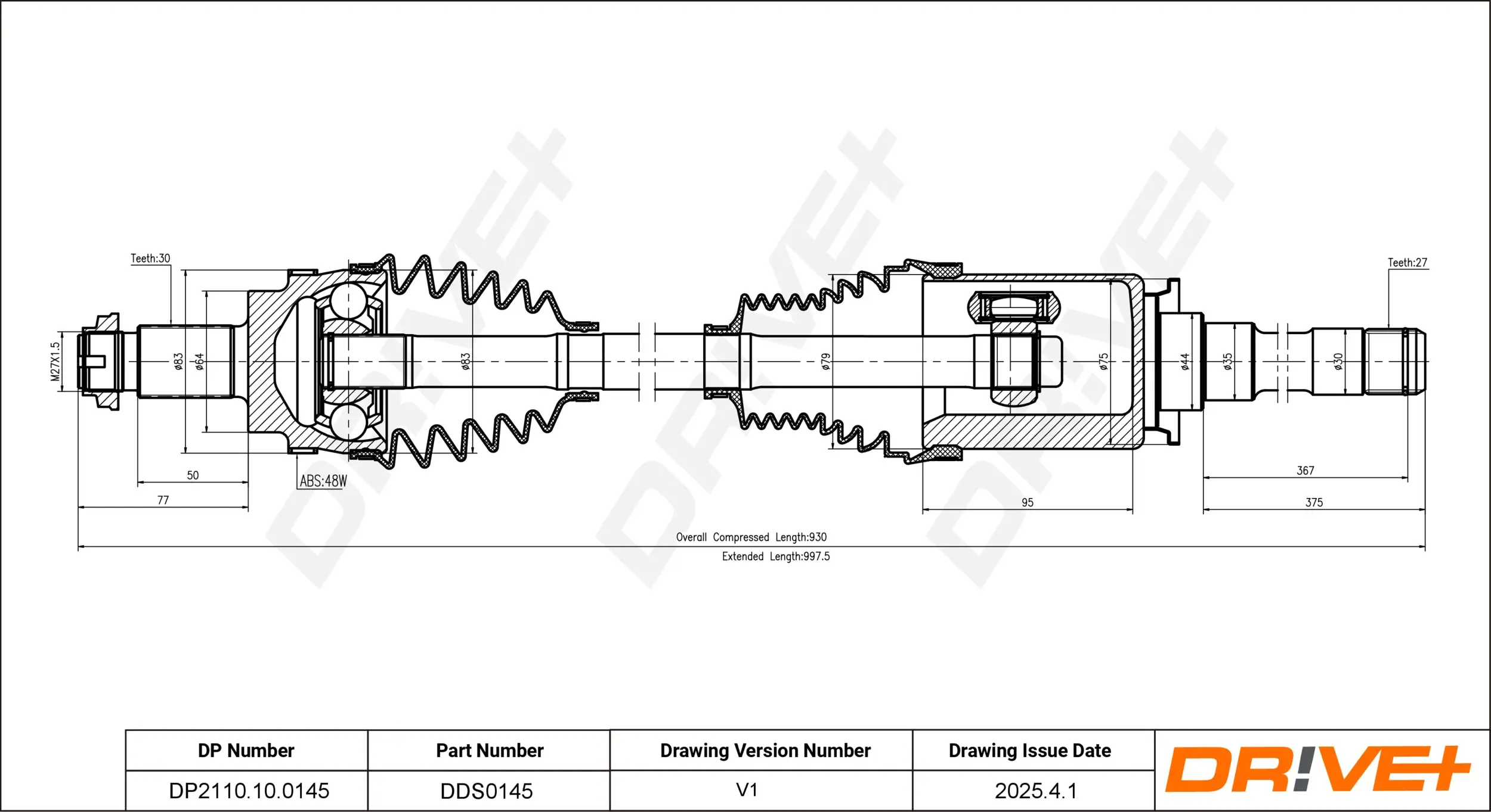 Antriebswelle Vorderachse rechts DR!VE+ DP2110.10.0145