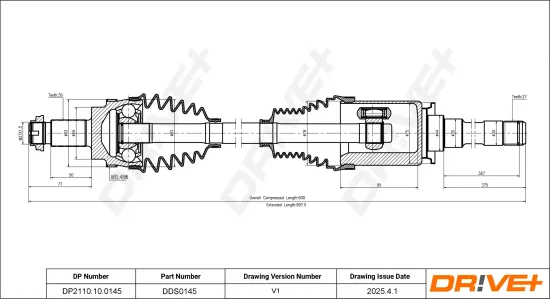 Antriebswelle Vorderachse rechts DR!VE+ DP2110.10.0145 Bild Antriebswelle Vorderachse rechts DR!VE+ DP2110.10.0145