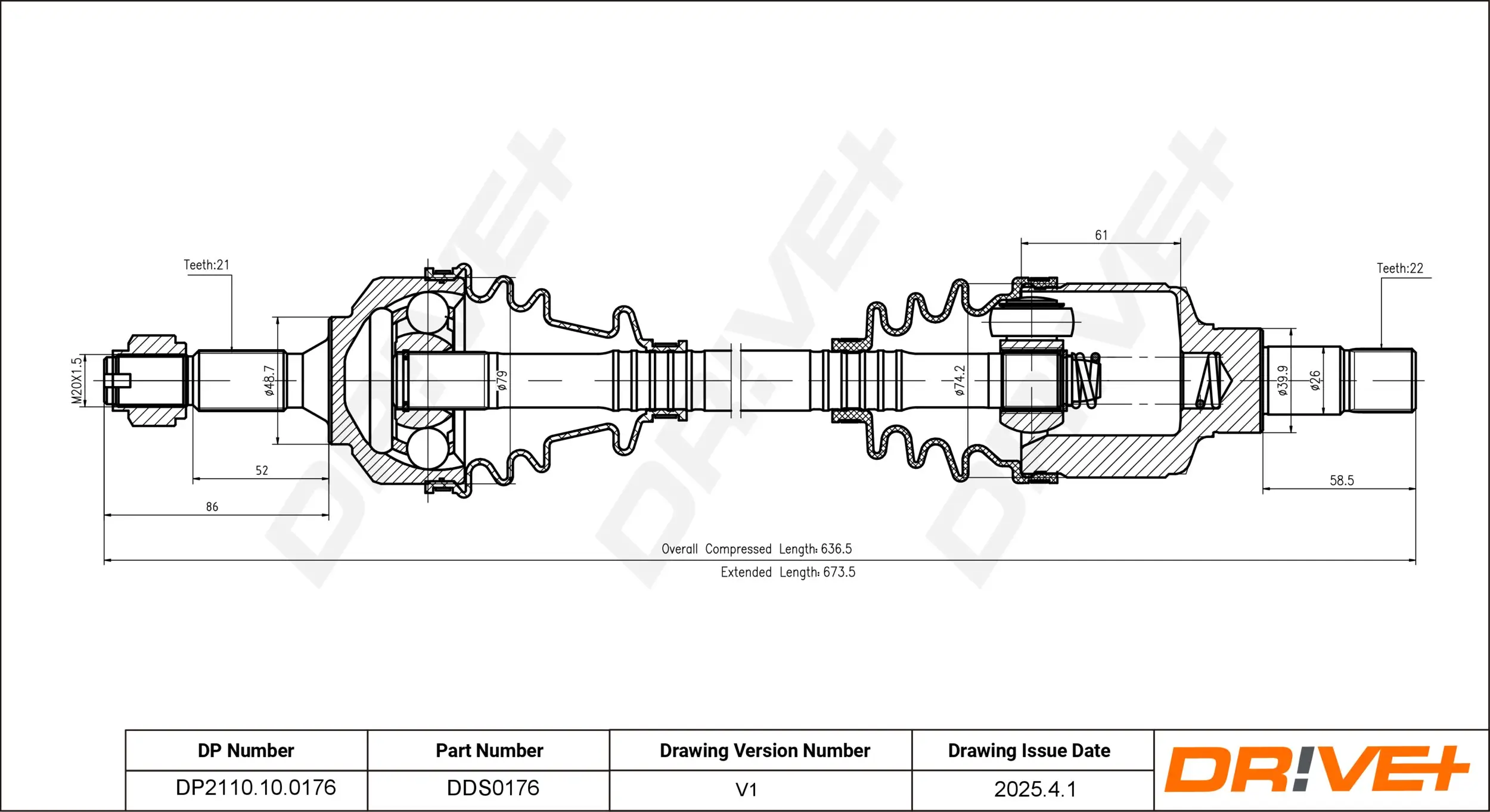 Antriebswelle Vorderachse links Dr!ve+ DP2110.10.0176