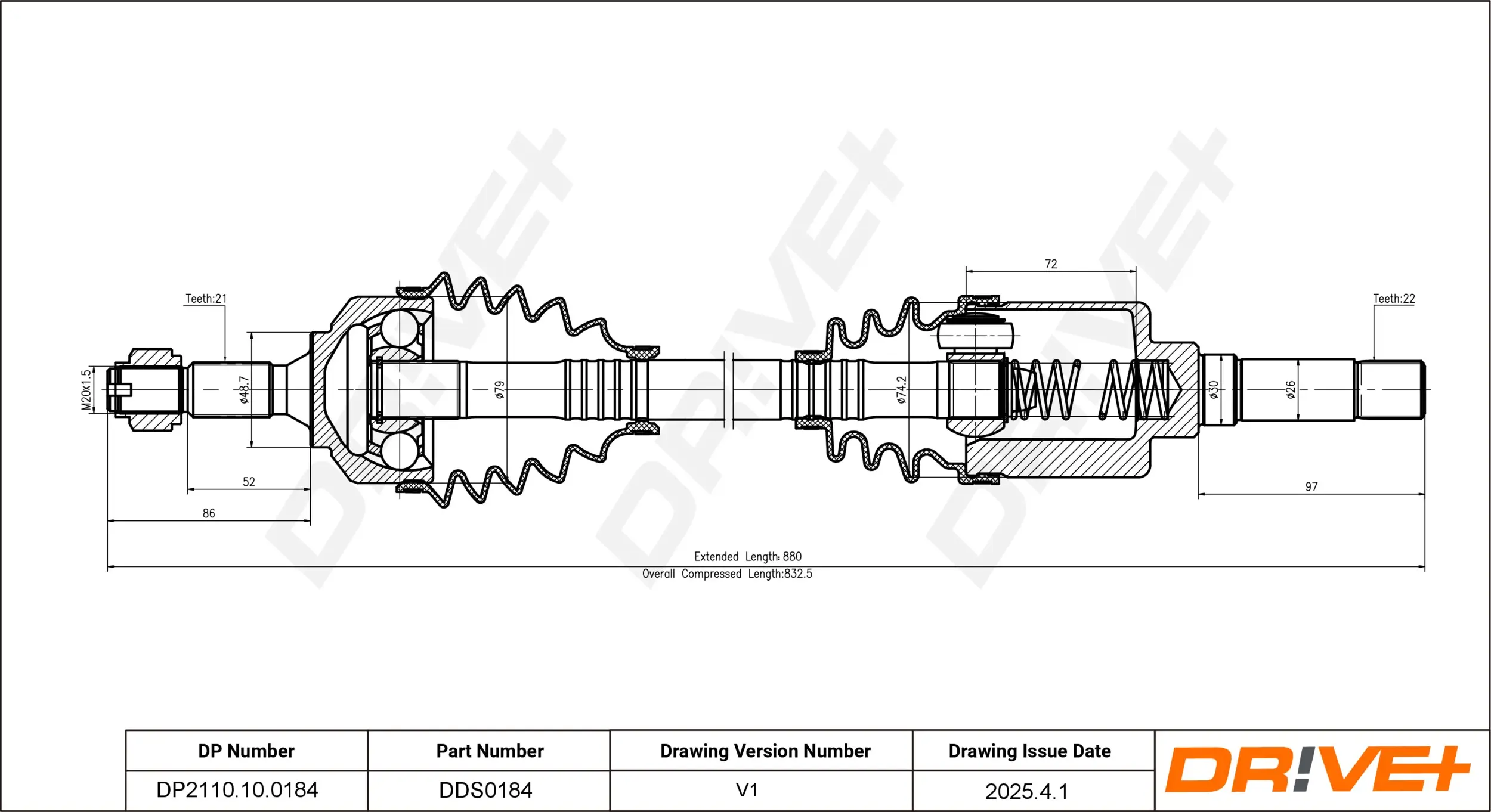 Antriebswelle Vorderachse rechts Dr!ve+ DP2110.10.0184