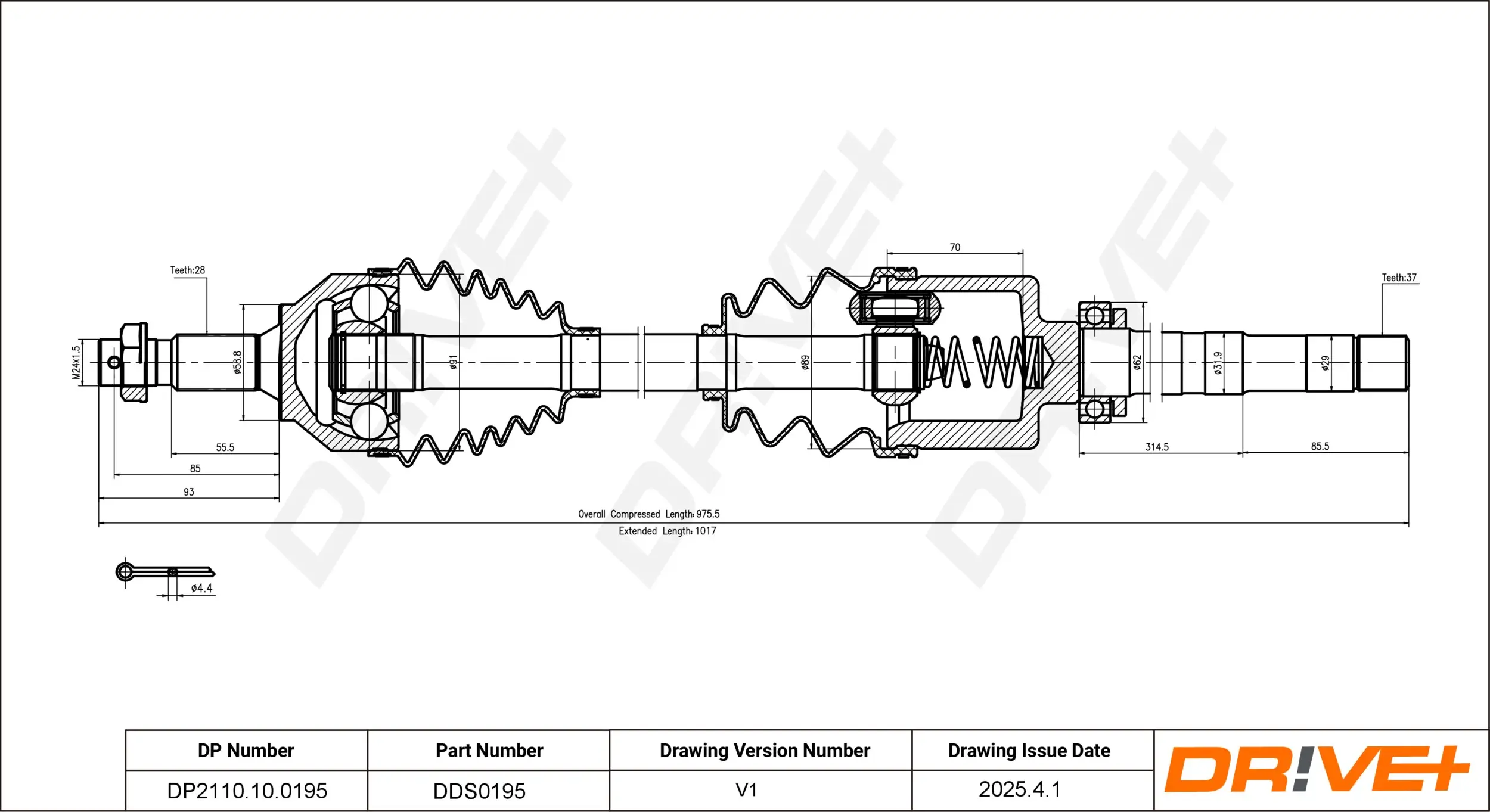 Antriebswelle Vorderachse rechts Dr!ve+ DP2110.10.0195