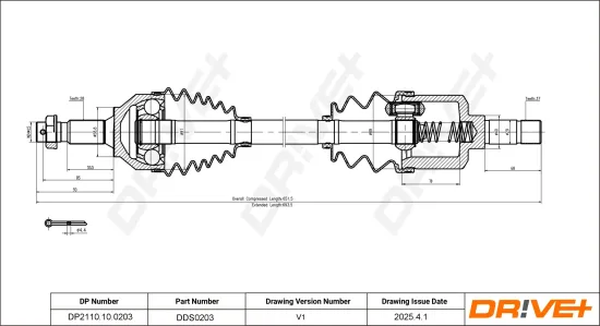 Antriebswelle Vorderachse links DR!VE+ DP2110.10.0203 Bild Antriebswelle Vorderachse links DR!VE+ DP2110.10.0203
