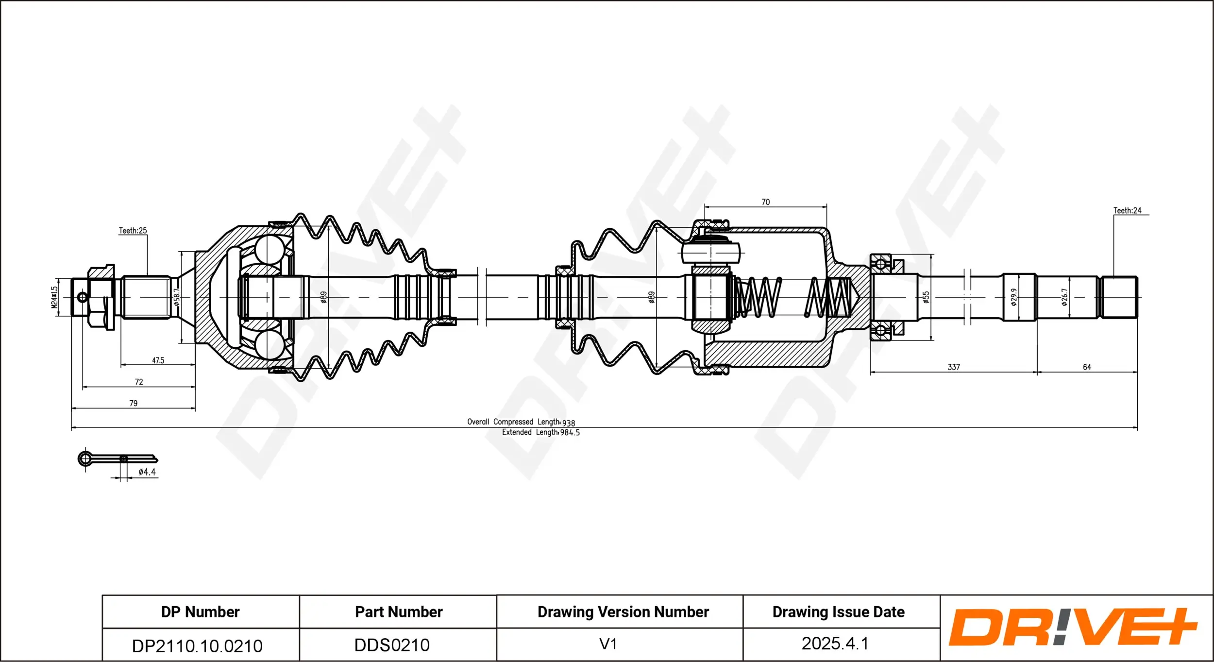 Antriebswelle Vorderachse rechts Dr!ve+ DP2110.10.0210