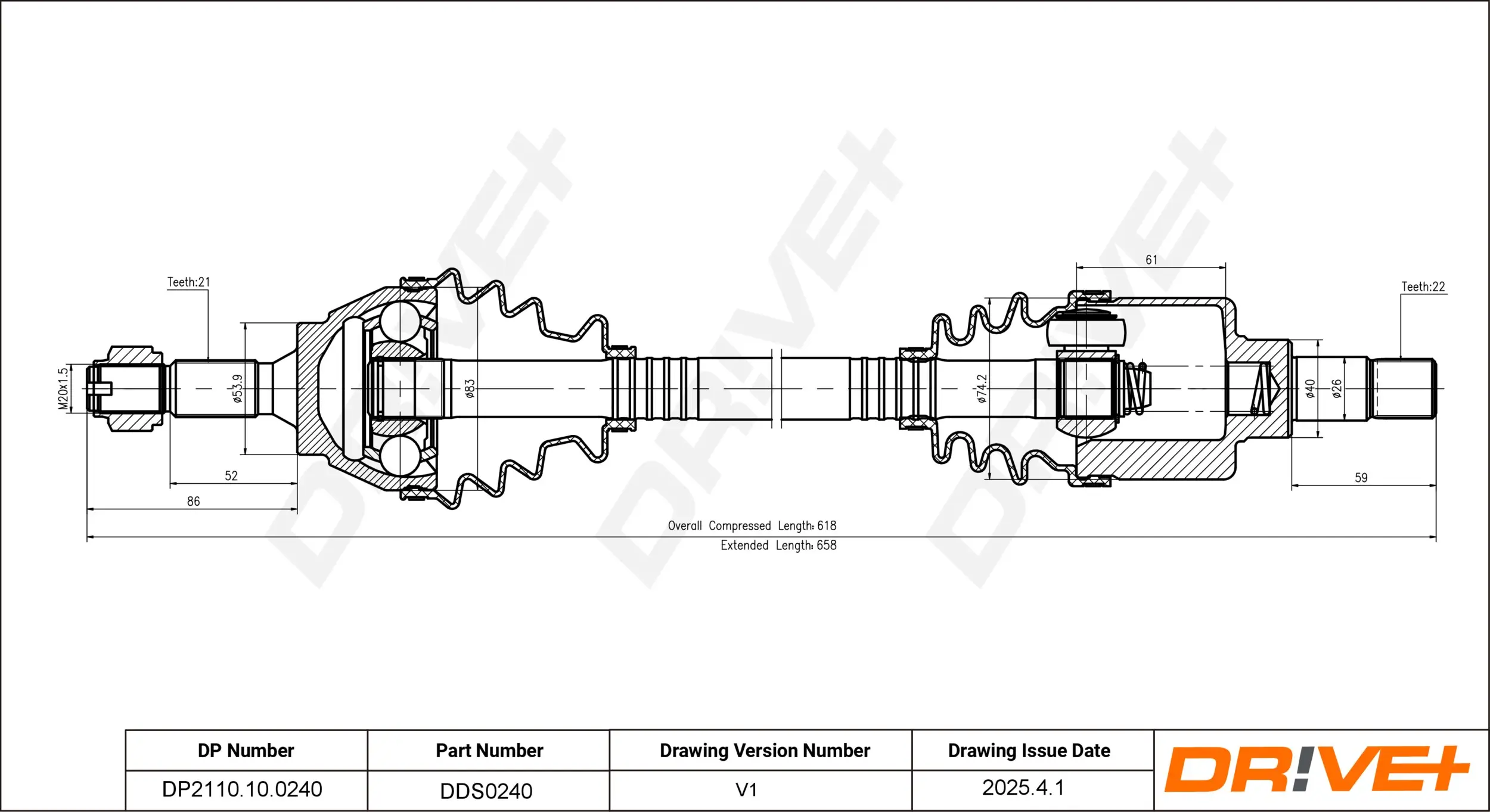 Antriebswelle Vorderachse links Dr!ve+ DP2110.10.0240