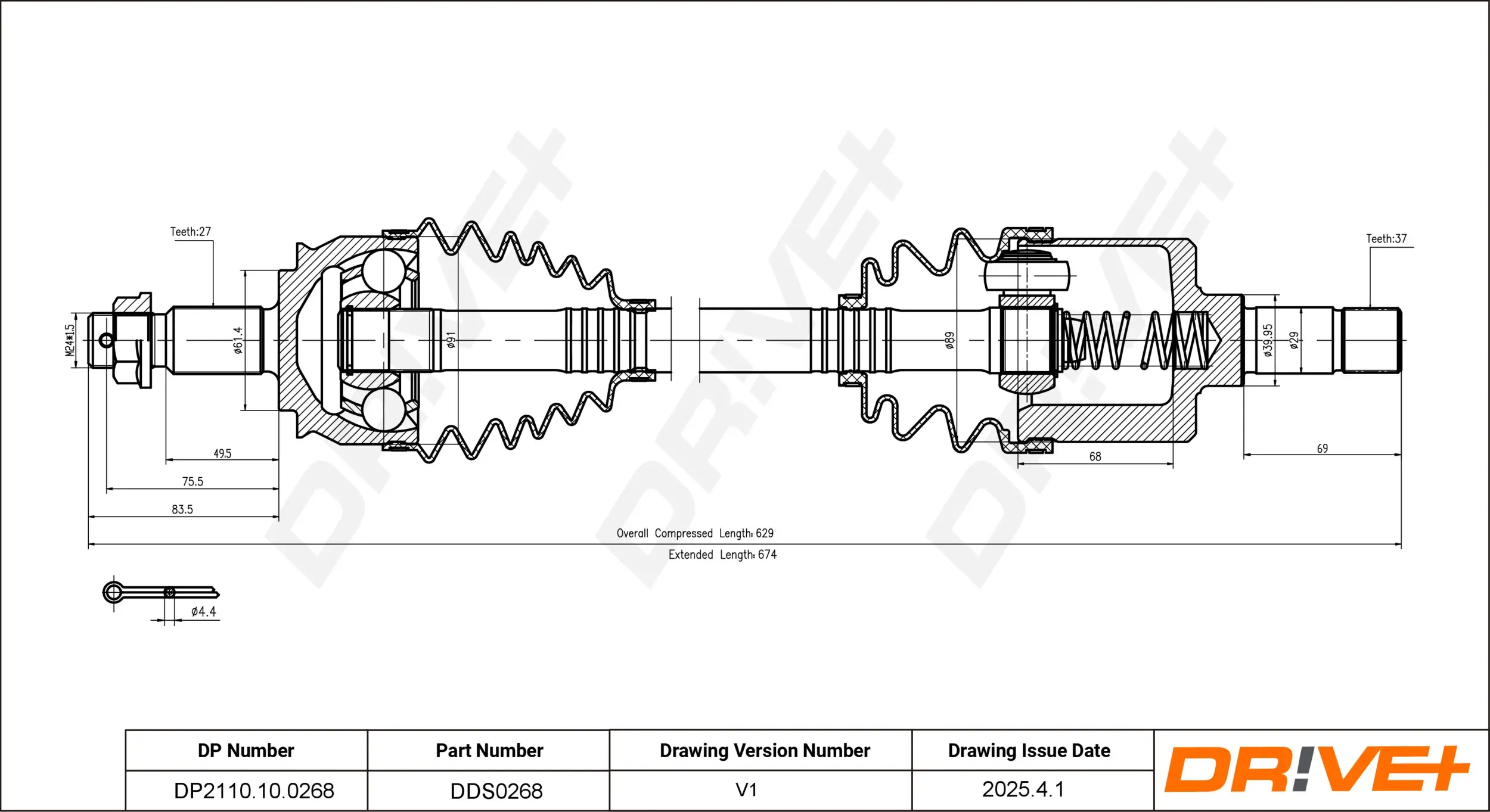 Antriebswelle Vorderachse links DR!VE+ DP2110.10.0268