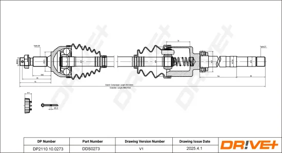 Antriebswelle Vorderachse rechts Dr!ve+ DP2110.10.0273 Bild Antriebswelle Vorderachse rechts Dr!ve+ DP2110.10.0273