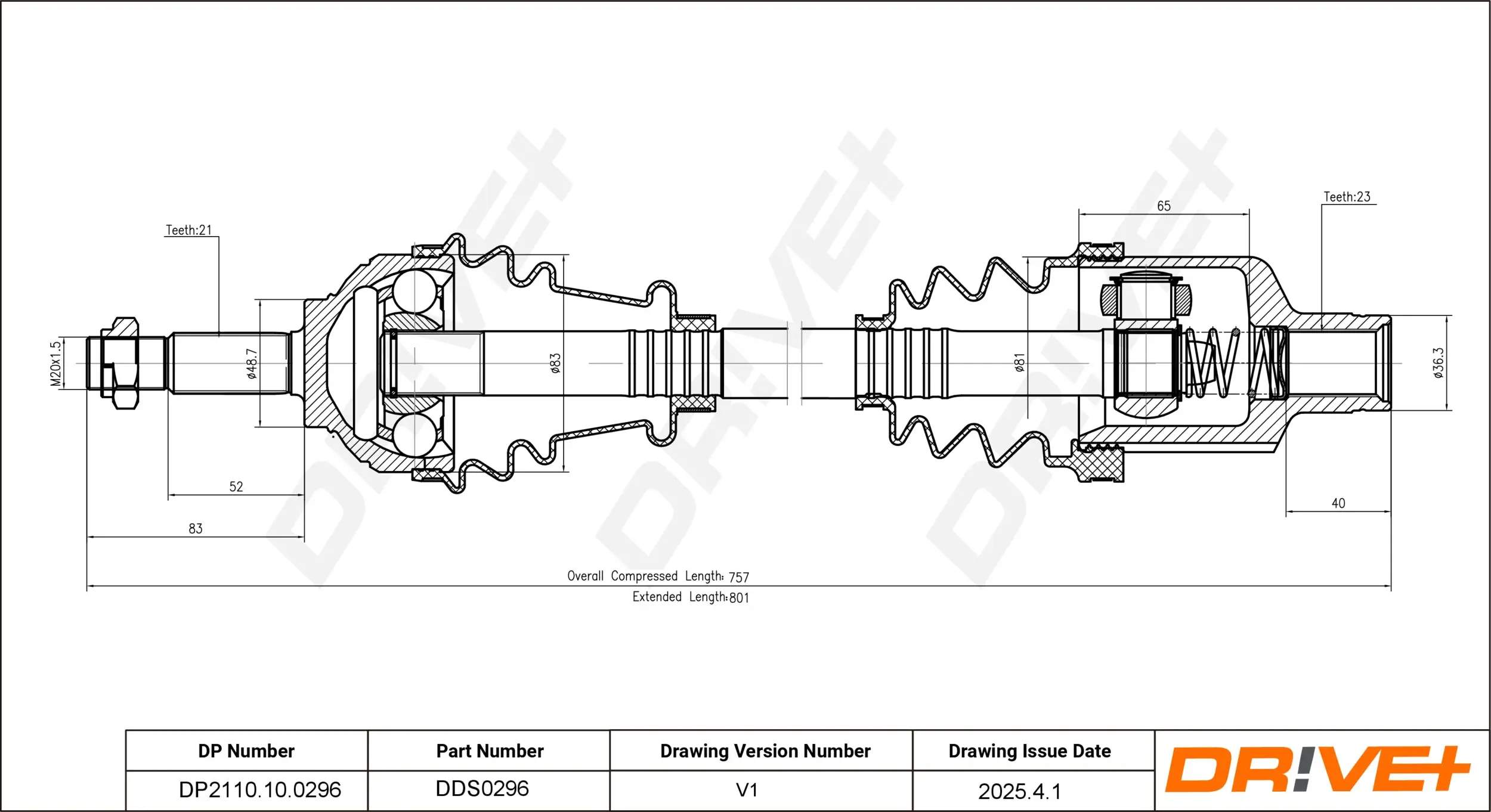 Antriebswelle Dr!ve+ DP2110.10.0296