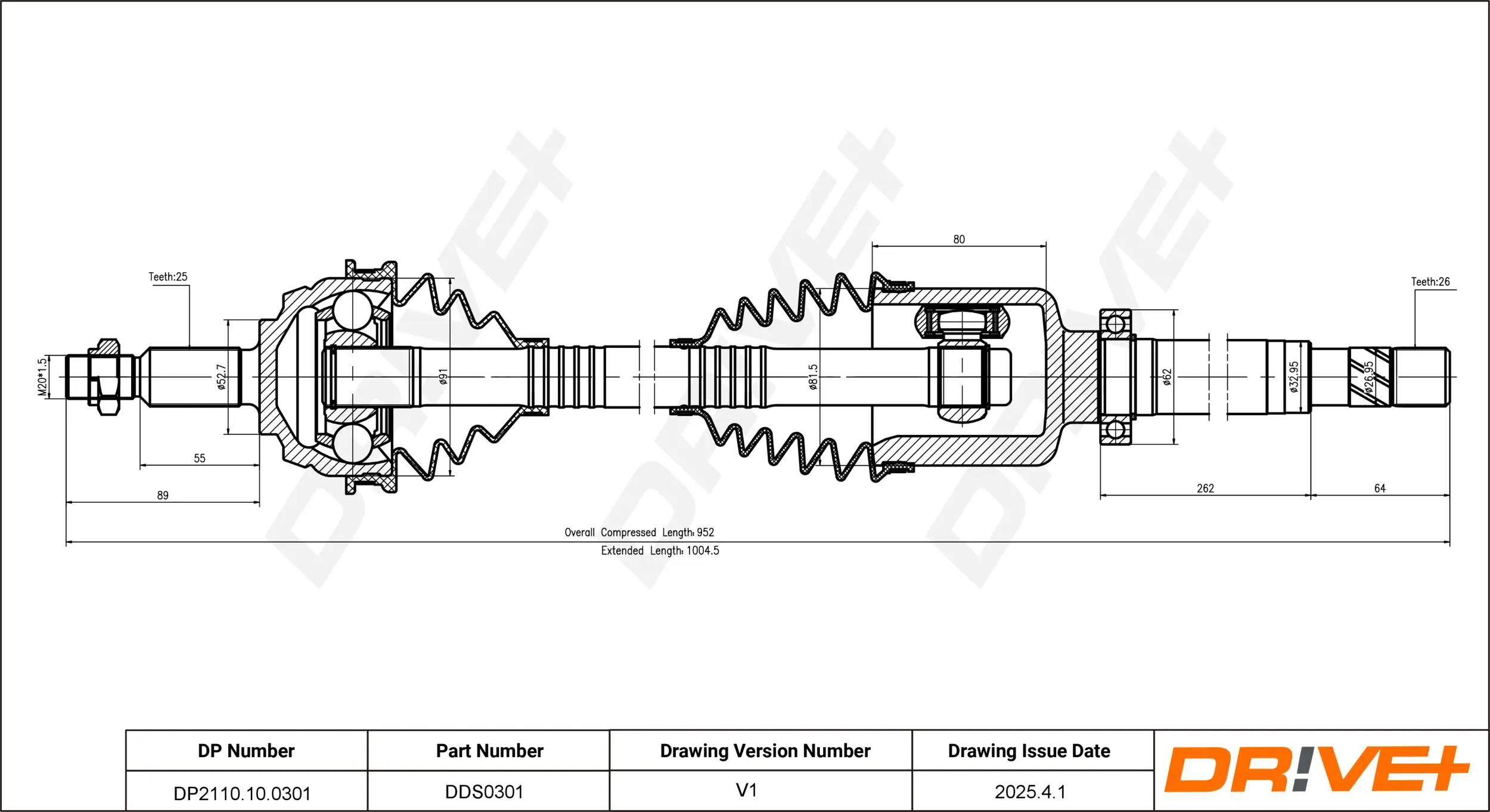 Antriebswelle Vorderachse rechts Dr!ve+ DP2110.10.0301