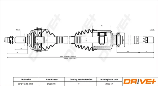 Antriebswelle Vorderachse rechts Dr!ve+ DP2110.10.0301 Bild Antriebswelle Vorderachse rechts Dr!ve+ DP2110.10.0301