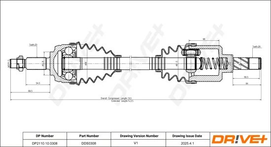 Antriebswelle Vorderachse links Dr!ve+ DP2110.10.0308 Bild Antriebswelle Vorderachse links Dr!ve+ DP2110.10.0308