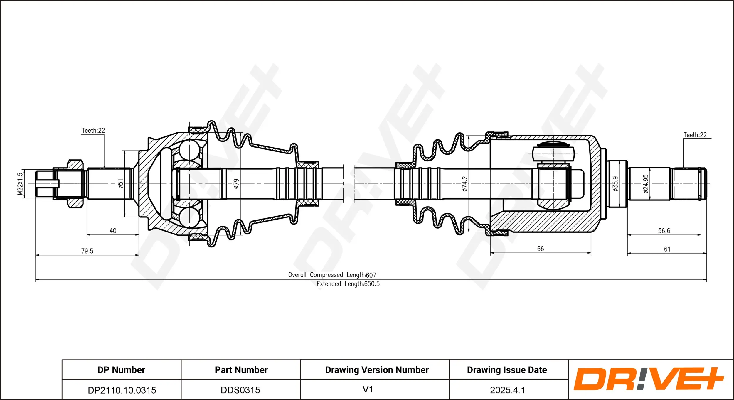 Antriebswelle Vorderachse links Dr!ve+ DP2110.10.0315