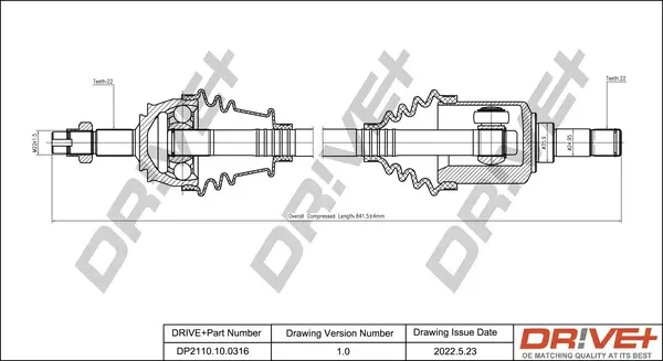 Antriebswelle Vorderachse rechts Dr!ve+ DP2110.10.0316
