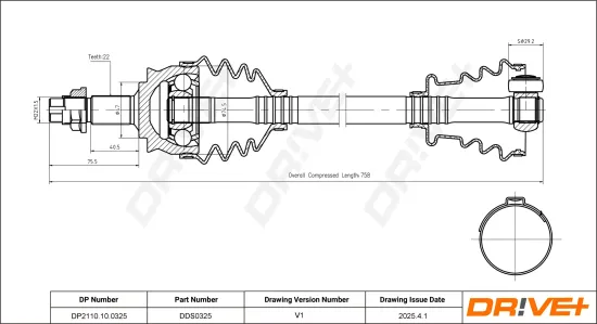 Antriebswelle Vorderachse rechts Dr!ve+ DP2110.10.0325 Bild Antriebswelle Vorderachse rechts Dr!ve+ DP2110.10.0325