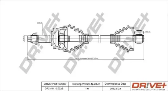 Antriebswelle Vorderachse links Dr!ve+ DP2110.10.0326 Bild Antriebswelle Vorderachse links Dr!ve+ DP2110.10.0326