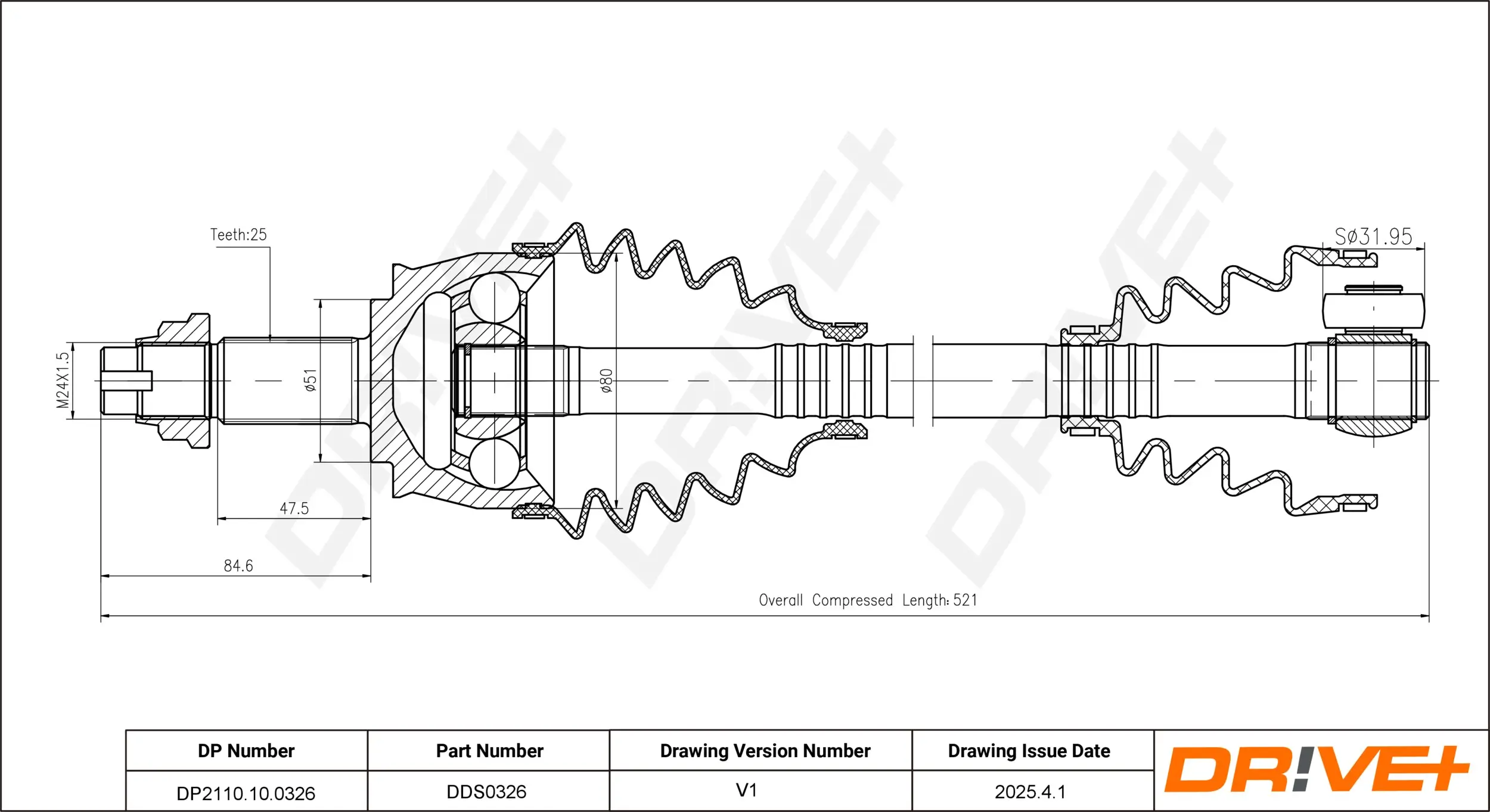 Antriebswelle Vorderachse links Dr!ve+ DP2110.10.0326