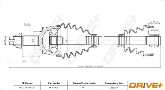 Antriebswelle Vorderachse rechts Dr!ve+ DP2110.10.0327 Bild Antriebswelle Vorderachse rechts Dr!ve+ DP2110.10.0327