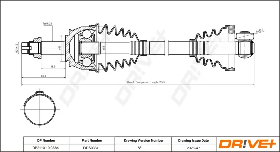 Antriebswelle Vorderachse links Dr!ve+ DP2110.10.0334 Bild Antriebswelle Vorderachse links Dr!ve+ DP2110.10.0334