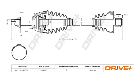 Antriebswelle Vorderachse rechts Dr!ve+ DP2110.10.0335 Bild Antriebswelle Vorderachse rechts Dr!ve+ DP2110.10.0335
