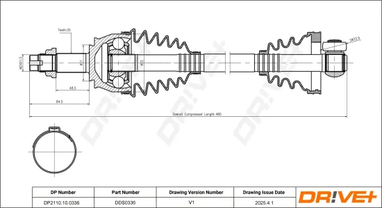 Antriebswelle Vorderachse links Dr!ve+ DP2110.10.0336 Bild Antriebswelle Vorderachse links Dr!ve+ DP2110.10.0336