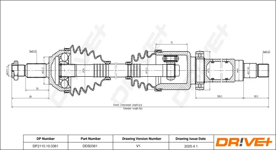 Antriebswelle Vorderachse rechts Dr!ve+ DP2110.10.0361 Bild Antriebswelle Vorderachse rechts Dr!ve+ DP2110.10.0361