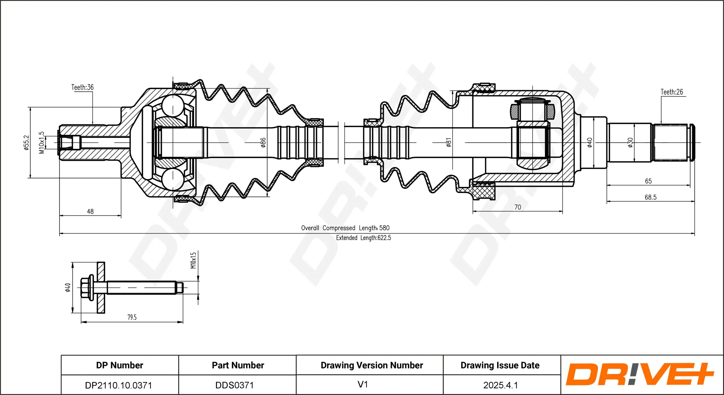 Antriebswelle Vorderachse links Dr!ve+ DP2110.10.0371