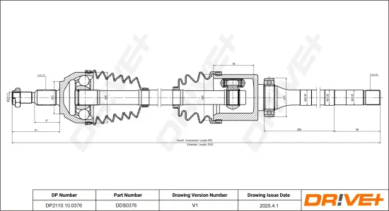 Antriebswelle Vorderachse rechts Dr!ve+ DP2110.10.0376 Bild Antriebswelle Vorderachse rechts Dr!ve+ DP2110.10.0376