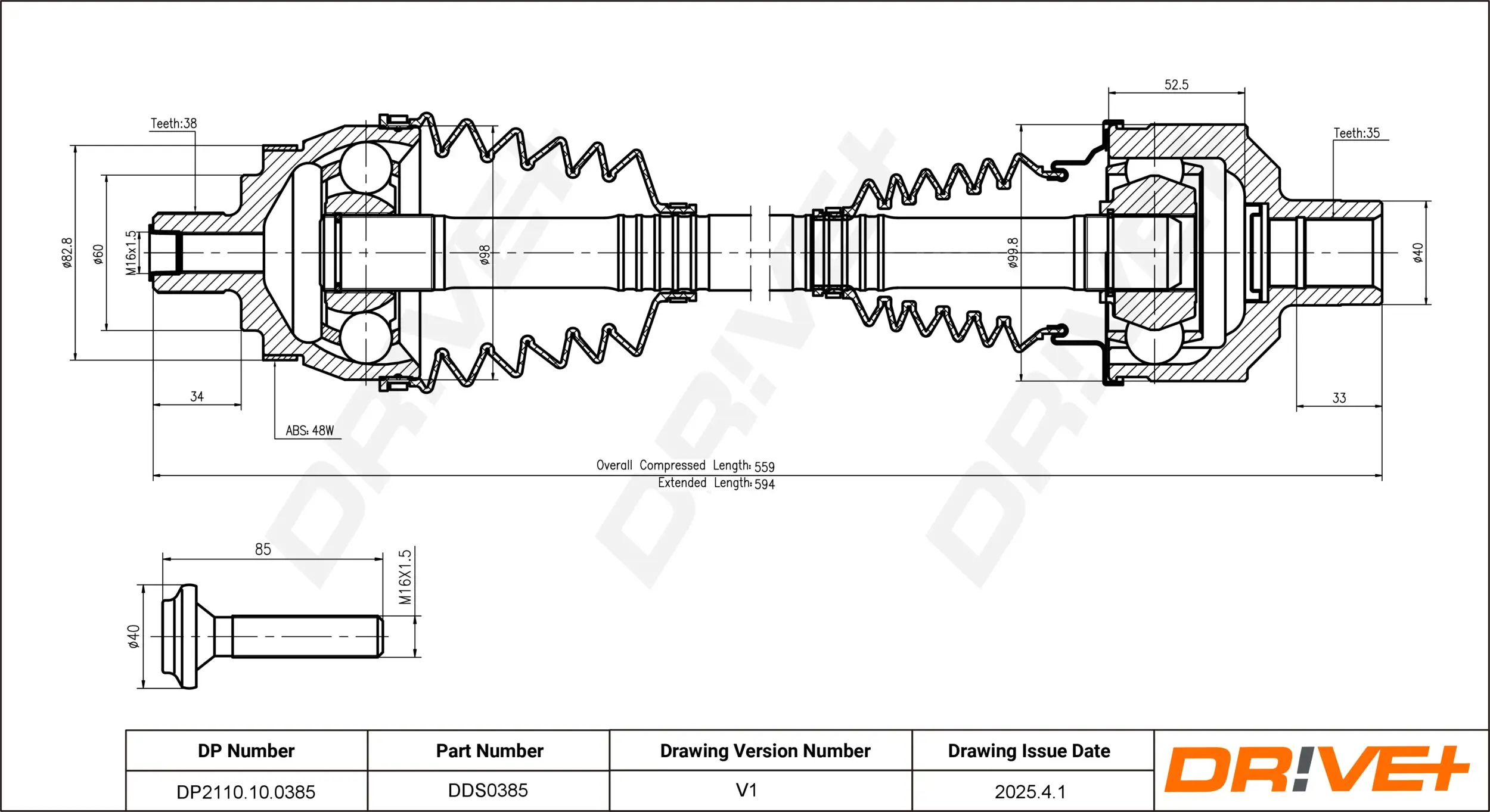 Antriebswelle Dr!ve+ DP2110.10.0385
